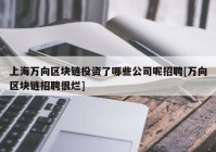 上海万向区块链投资了哪些公司呢招聘[万向区块链招聘很烂]